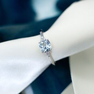 Birthstone Aquamarine Sterling Silver Ring